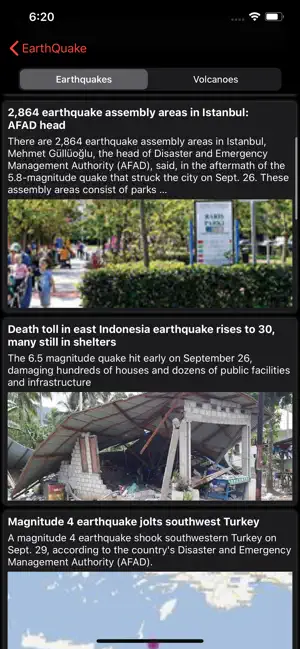 Earthquakes Map, screen 4